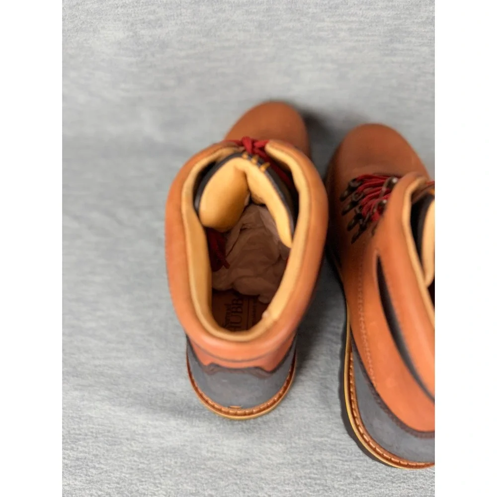 Samuel Hubbard Mt Tam Hiking Boots Mens 7 Brown Saddle Bag Tan Leather Comfort
